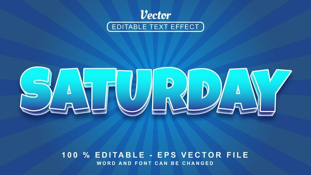 Efecto de texto 3d Efecto de texto 3d editable Sábado cian Estilo de luz simple aislado sobre fondo azul