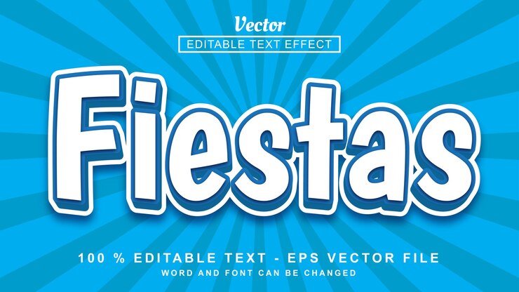 Vector efecto de texto 3d efecto de texto editable blanco fiestas estilo moderno aislado sobre fondo azul