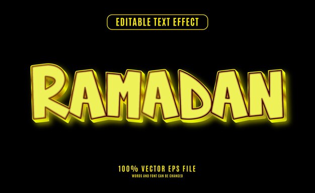 Efecto de texto 3D Eid Ramadán