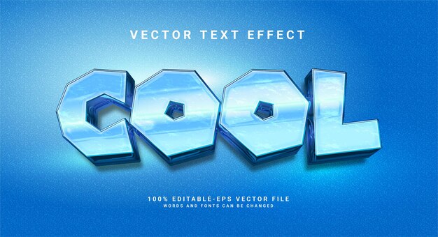 Efecto de texto 3D elegante y fresco. Efecto de estilo de texto editable con tema de hielo fresco.