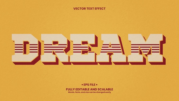 Efecto de texto 3D de ensueño con estilo retro y vintage