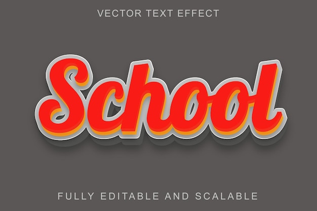 Efecto de texto 3d de la escuela