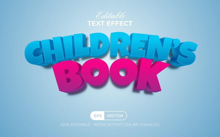 Vector efecto de texto 3d estilo de dibujos animados efecto de texto editable