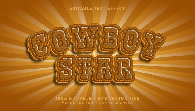 Efecto de texto 3d de estrella de vaquero y efecto de texto editable