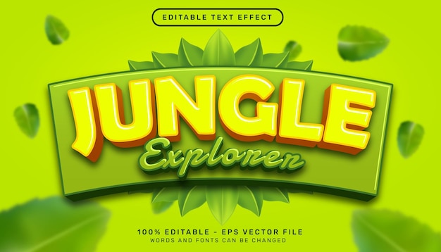 Efecto de texto 3d del explorador de la jungla y efecto de texto editable