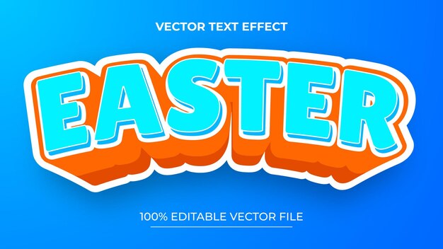 Efecto de texto 3D de Feliz Pascua y efecto de texto editable