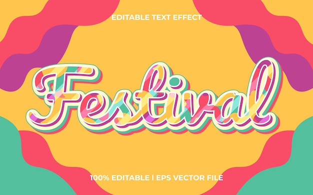 efecto de texto 3d festival con tema de caligrafía. estilo de fuente de tipografía de letras de texto colorido