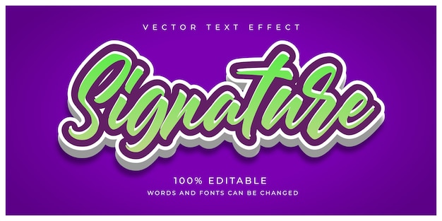 Vector efecto de texto 3d de firma editable