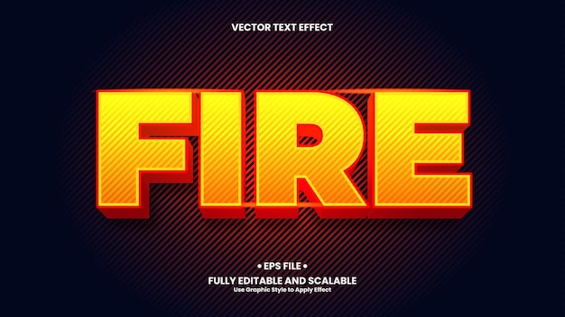 Vector efecto de texto 3d de fuego