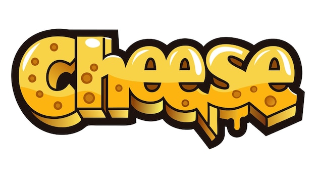 El efecto de texto 3D de la fuente de queso