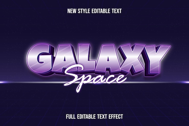 Efecto de texto 3d galaxy space color degradado blanco y morado