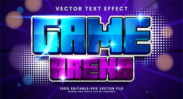 Efecto de texto 3d game arena, estilo de texto editable y adecuado para los activos del juego.