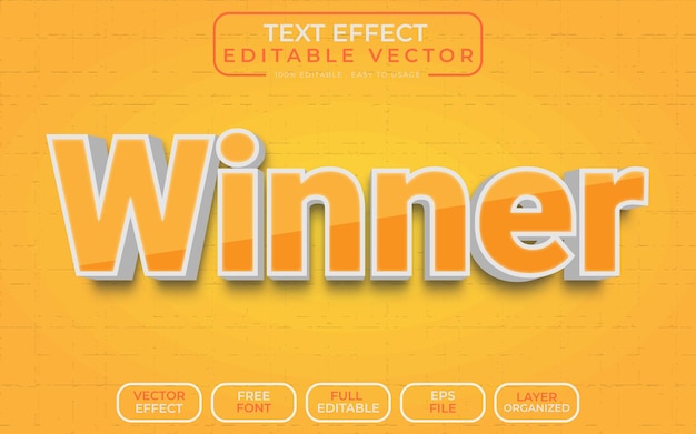 Efecto de texto 3d ganador archivo vectorial editable