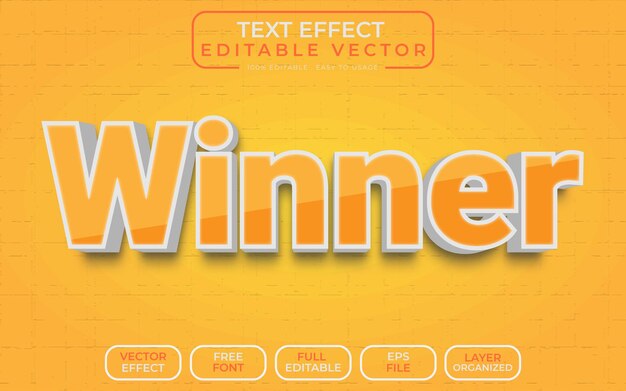 Efecto de texto 3D ganador Archivo vectorial editable