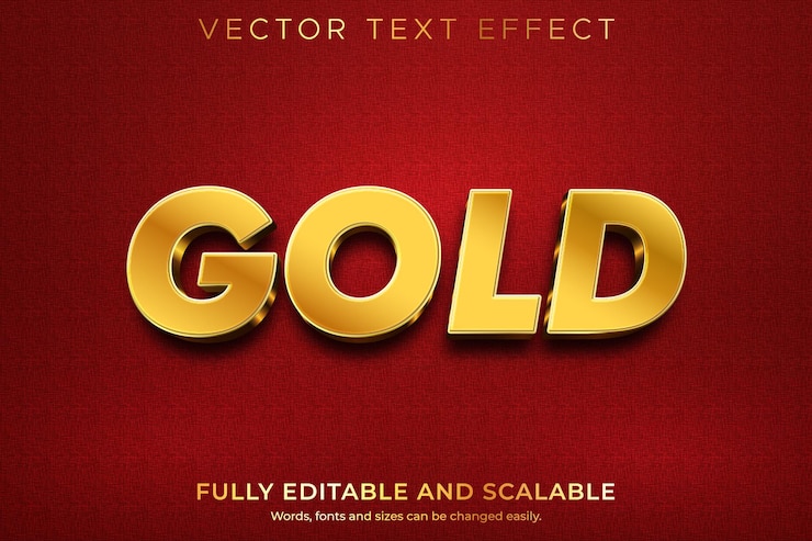Vector efecto de texto 3d gold