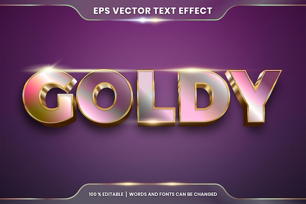 Efecto de texto en 3d Goldy palabras tema de efecto de texto degradado editable concepto de color oro y oro rosa