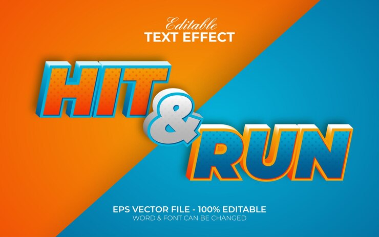 Vector efecto de texto 3d golpear y ejecutar estilo. efecto de texto editable.
