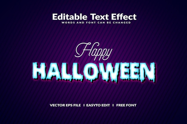 Vector efecto de texto 3d de halloween. vector de efecto de texto totalmente editable