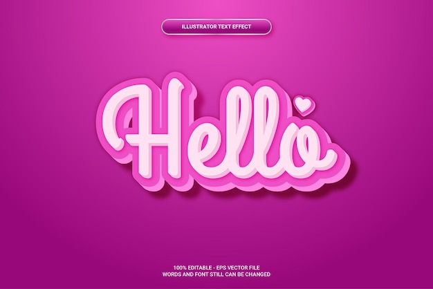 Vector efecto de texto 3d hola