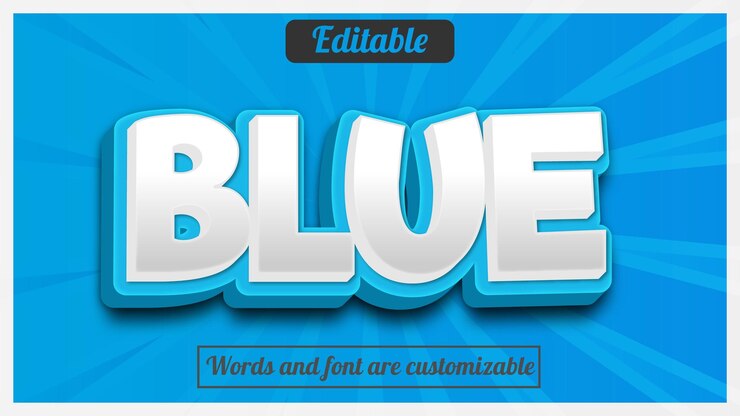 efecto de texto 3D ilustrador efecto de texto azul editable