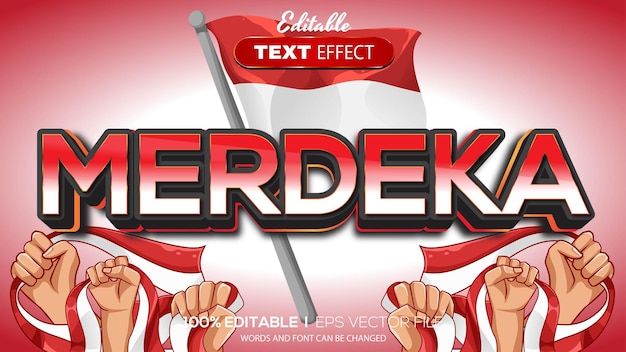 efecto de texto 3d indonesia independiente