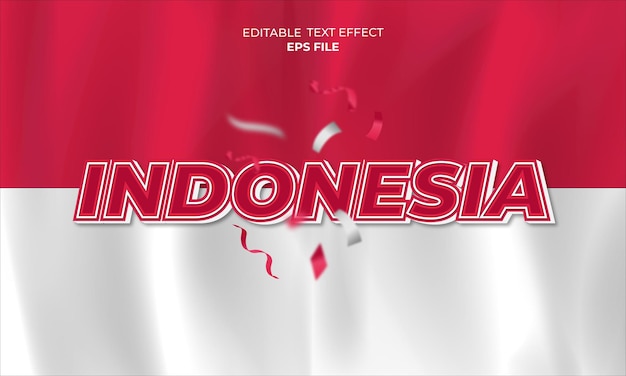 Efecto de texto 3d de indonesia. plantilla del día de la independencia de indonesia