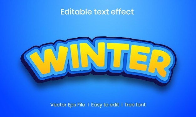 Efecto de texto 3d invernal vector premium