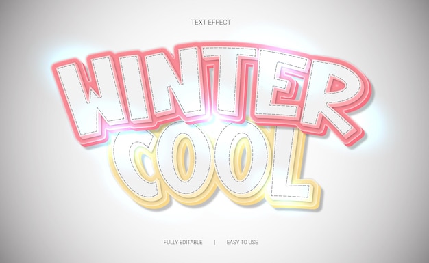 Efecto de texto 3D de invierno fresco