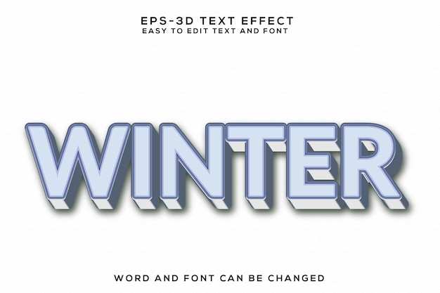 Vector efecto de texto 3d de invierno