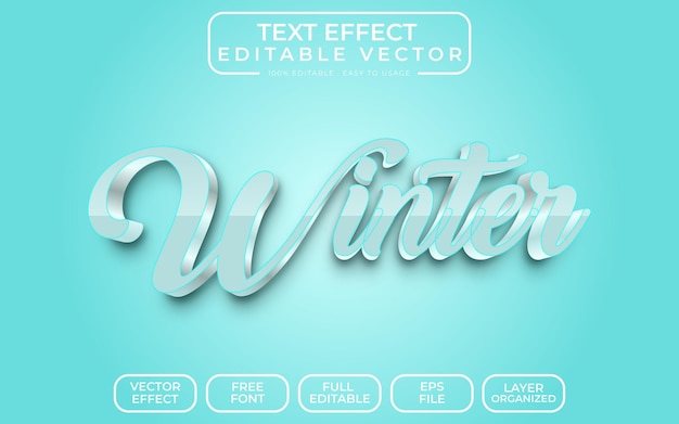 Efecto de texto 3d invierno
