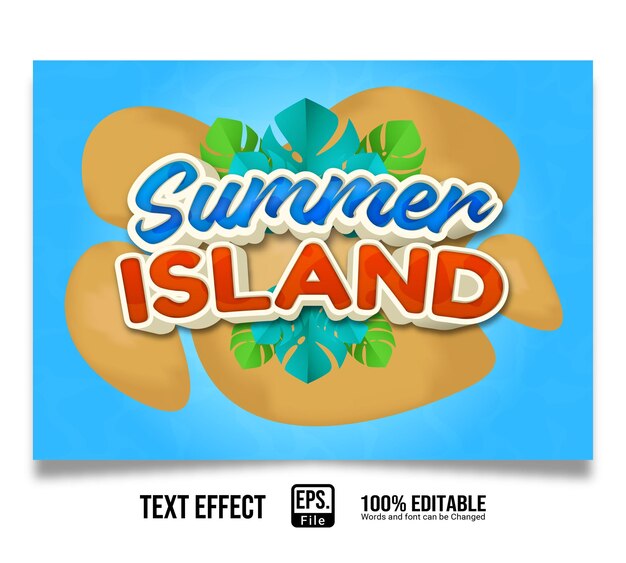 Efecto de texto 3d isla de verano editable