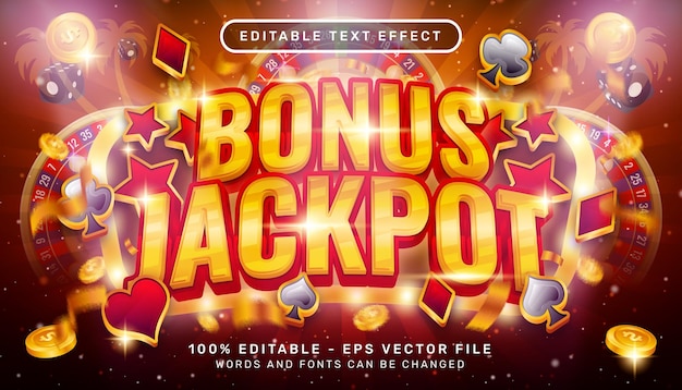 efecto de texto 3d de jackpot de bonificación y efecto de texto editable