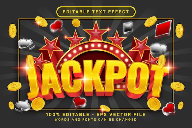 Vector efecto de texto 3d jackpot y efecto de texto editable