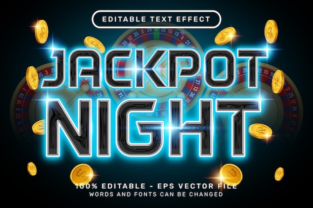 efecto de texto 3d de jackpot nocturno y efecto de texto editable