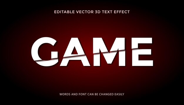 Efecto de texto 3D del juego Vector o Eps totalmente editable