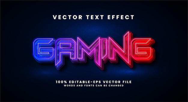 Efecto de texto 3D para juegos. Efecto de estilo de texto editable con tema de luz colorida.