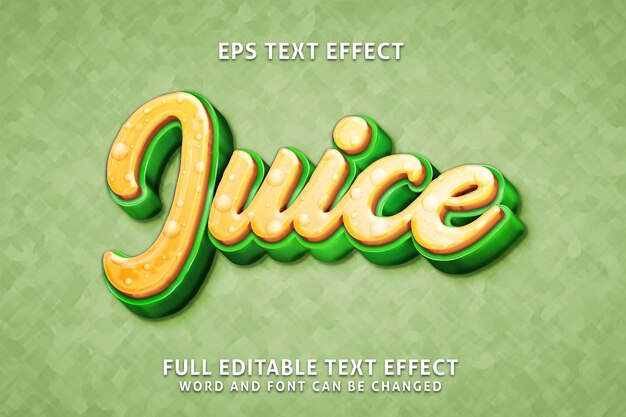 Efecto de texto 3d de jugo vectores premium