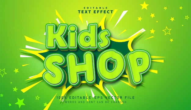 Efecto de texto 3d kids shop efecto de texto editable