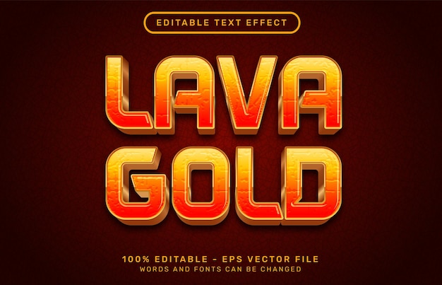 Efecto de texto 3d de lava dorada con textura de fuego