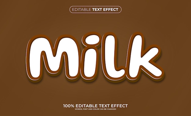 Efecto de texto 3D de leche