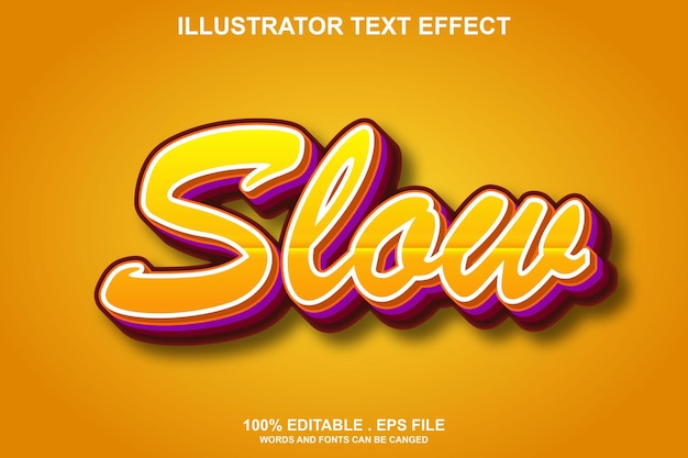 Vector efecto de texto 3d lento editable