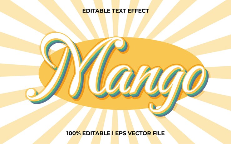 Vector efecto de texto 3d de mango y uso de estilo 3d de plantilla de texto editable para título nuevo