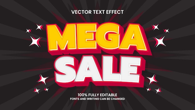 efecto de texto 3d mega venta editable