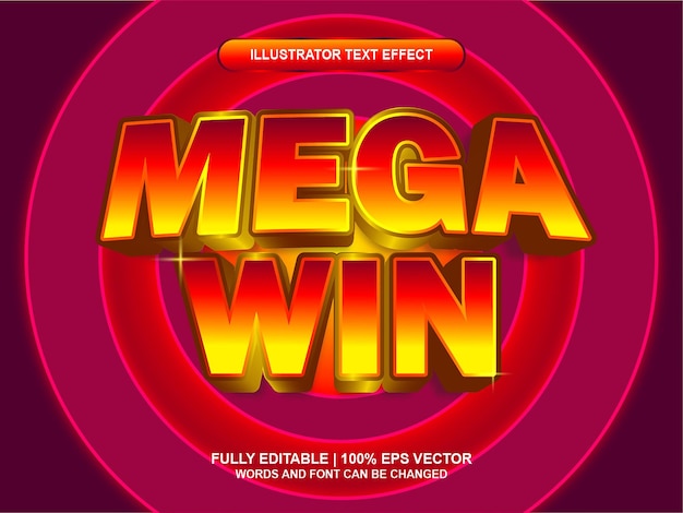 Vector efecto de texto 3d mega win