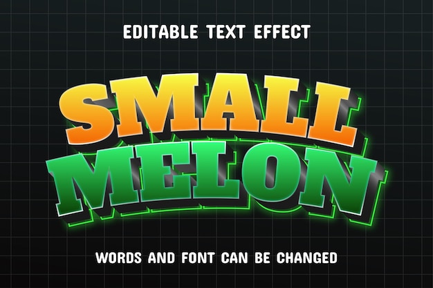 Efecto de texto 3d de melón pequeño