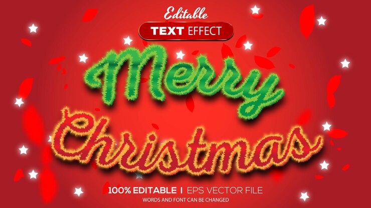 Vector efecto de texto 3d merry christmes efecto de texto editable