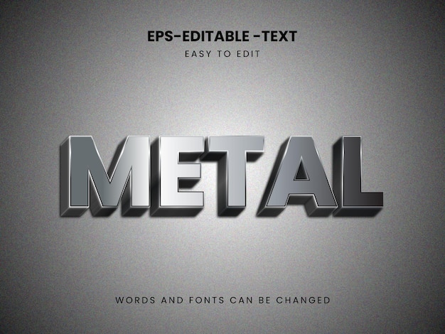 Vector efecto de texto 3d de metal