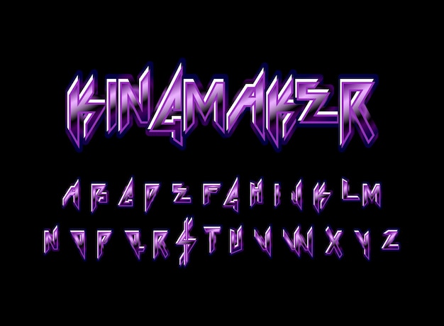 Efecto de texto 3D metálico cromado metálico gótico y futurista Kingmaker