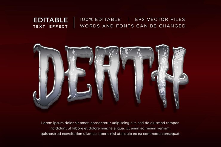 Vector efecto de texto 3d de muerte