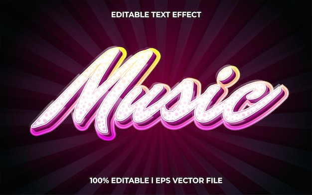 efecto de texto 3d de música y uso de estilo 3d de plantilla de texto editable para título de fiesta